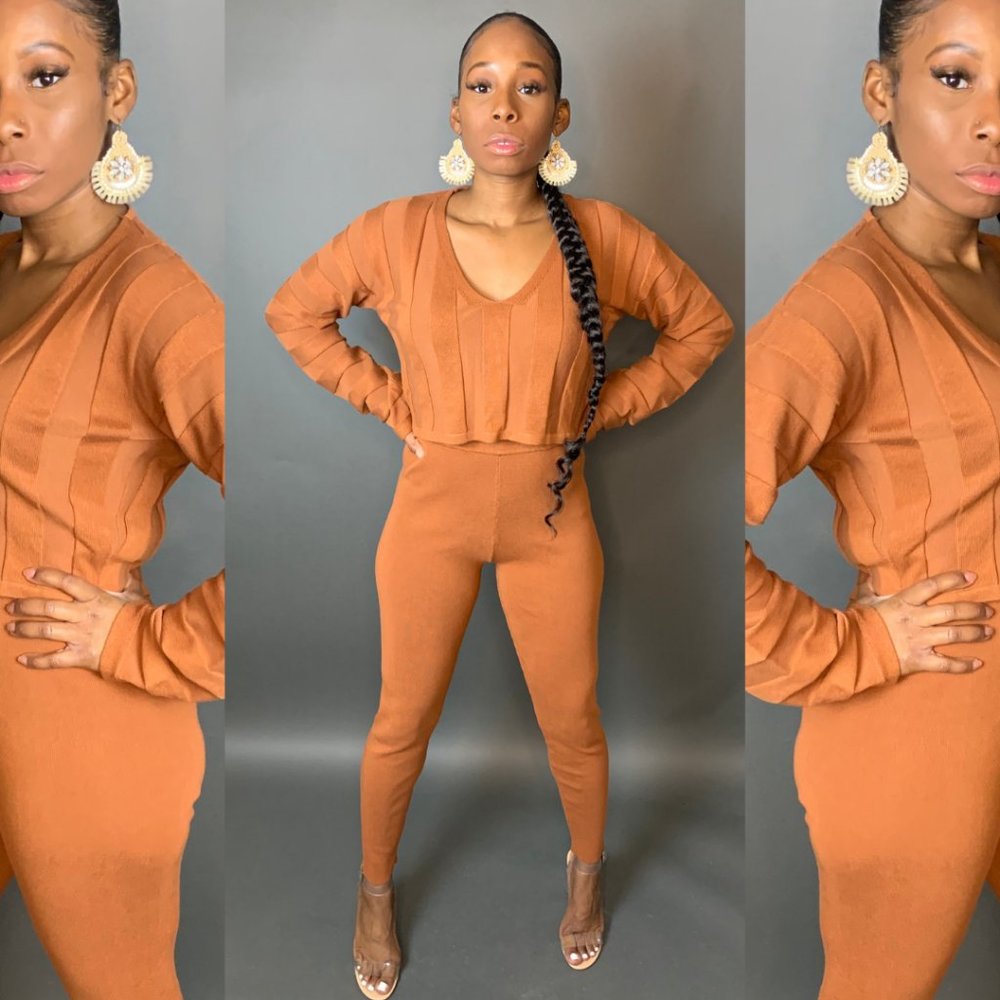 Caramel Knit Two Piece Set